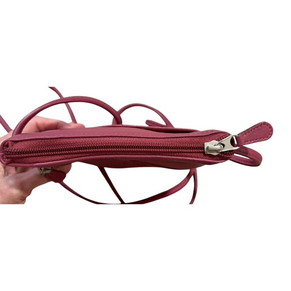 ILI New York Leather Crossbody Bag Purse Pink Raspberry Women’s Pebbled Leather - Picture 4 of 11